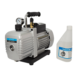 Bomba vacio 1/4 HP  2.5cfm 110V 2 etapas 2vp-1 RGC con adaptador vacuometro 30mic